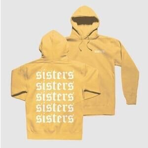 Sisters by Safety Pin Womens Hoodie Sweatshirt Size Small Pullover Logo Spellout